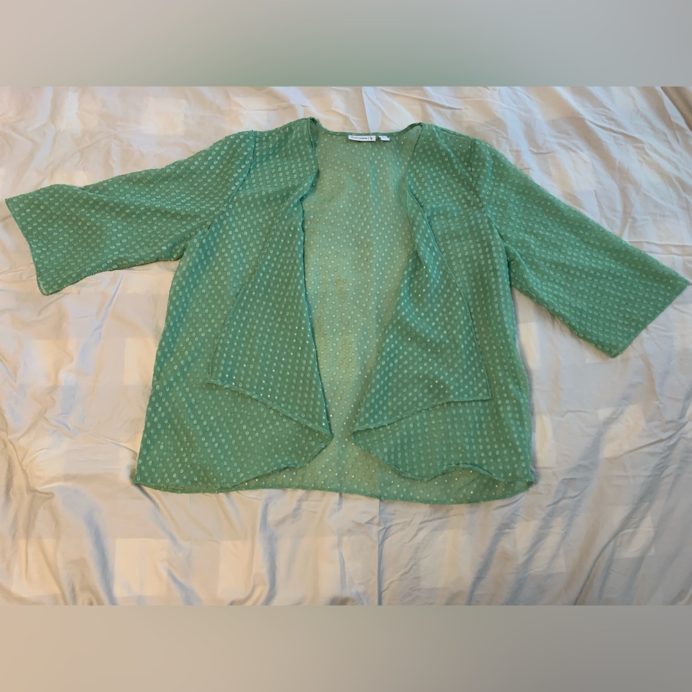 VTG Susan Graver sheer green cardigan | M